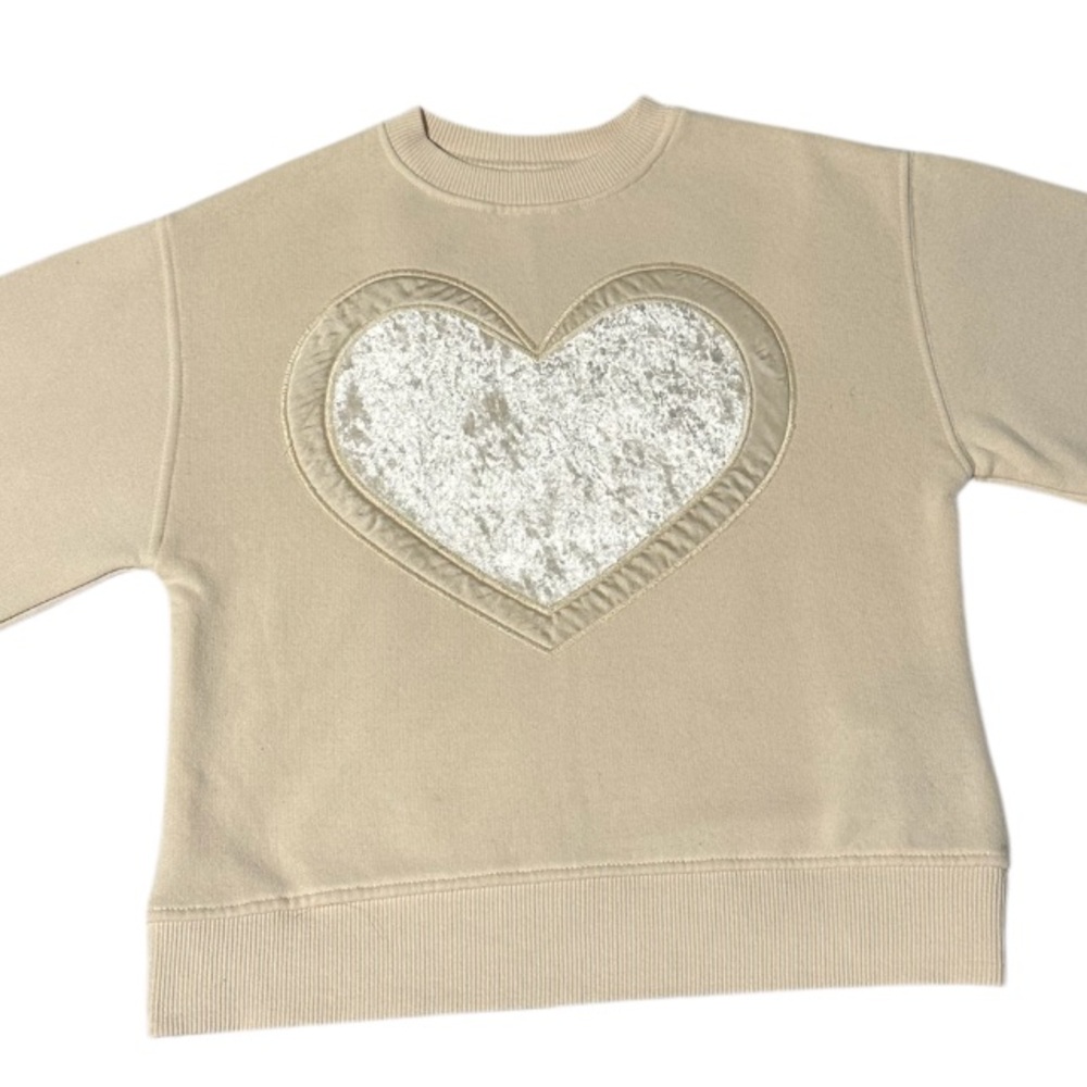 Zara Cream velvet Heart Kids Sweatshirt